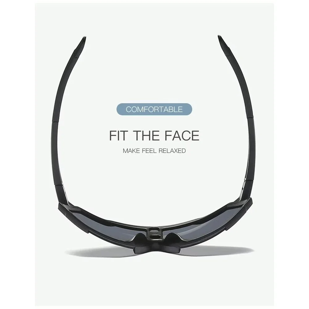 Sport Sunglasses Men Blue Mirror Lens Black‎ Frame UV400 Cycling Running Driving